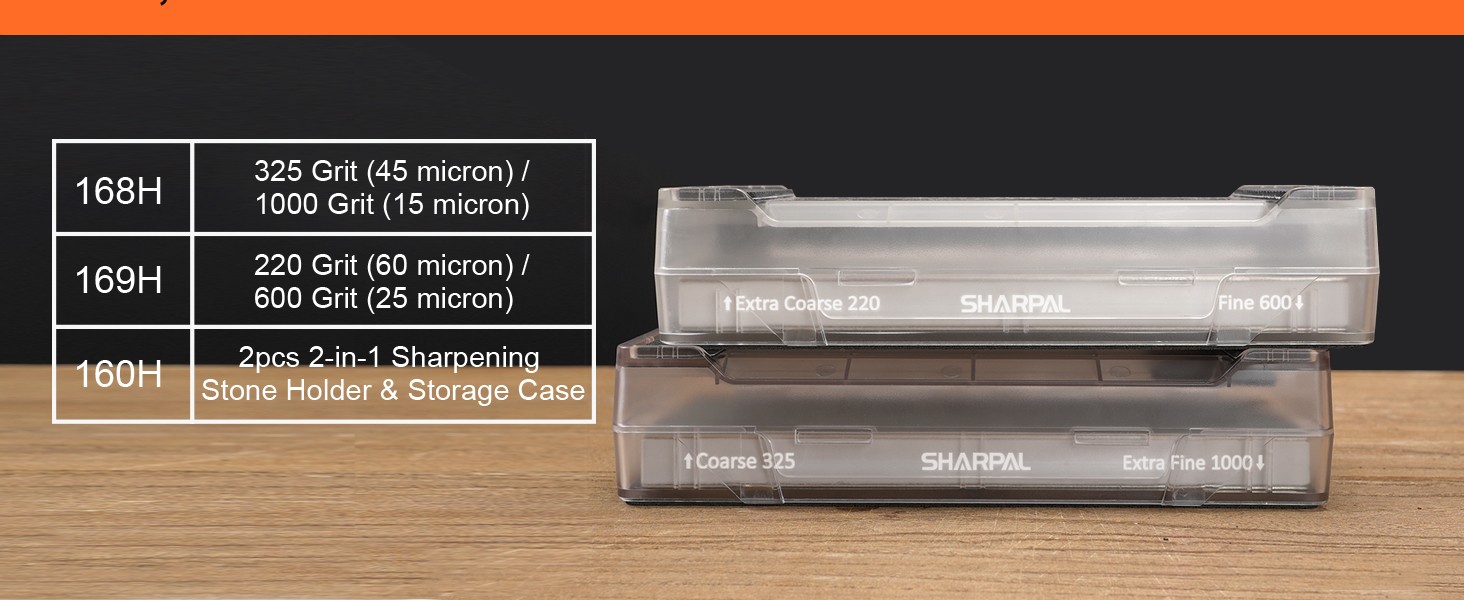 160H 2PCS 2-in-1 Whetstone and Knife Sharpening Stone Holder & Storage Case with