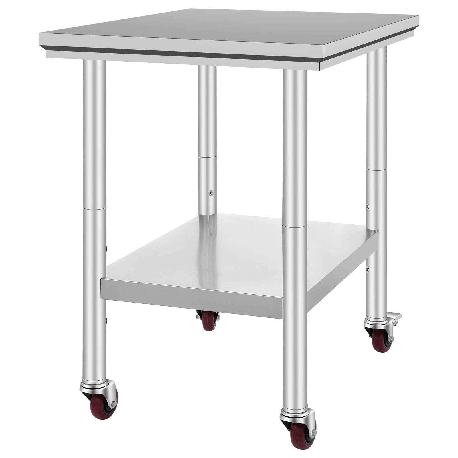 Rolling Stainless Steel Work Table 30″x24″ Cart + Casters Undershelf Heavy Duty