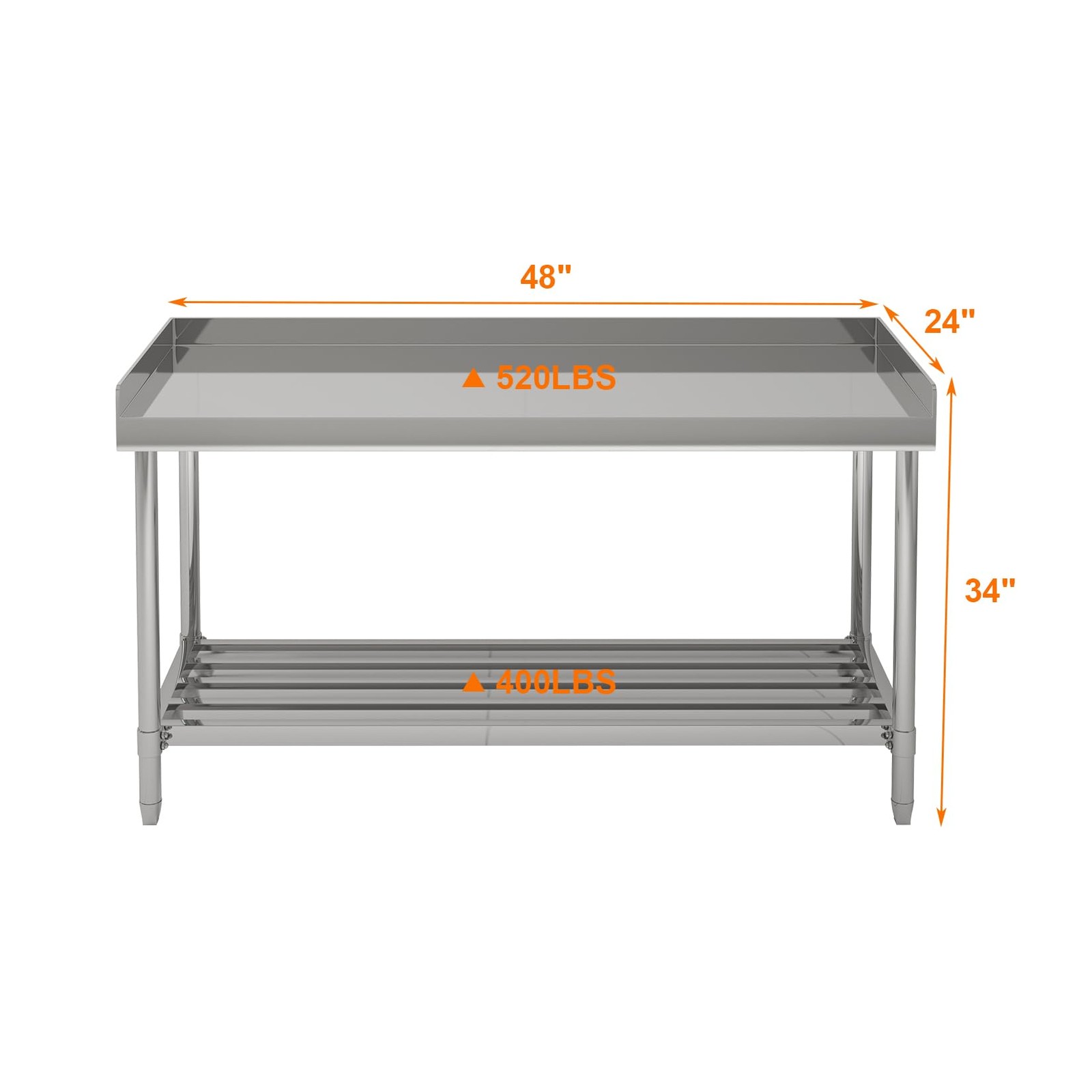48″ x 24″ Stainless Steel Commercial Kitchen Prep Work Table with Backsplash