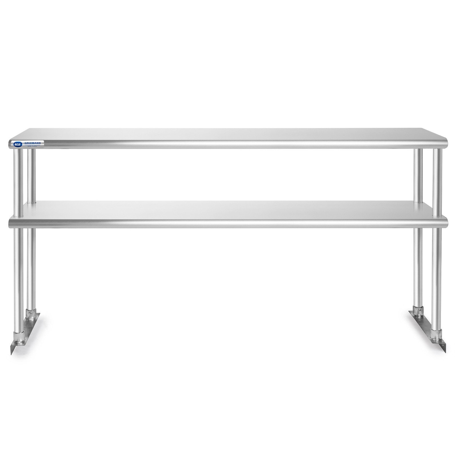 Commercial Stainless Steel Kitchen Prep Table Wide Double Overshelf – 30″ x 72″
