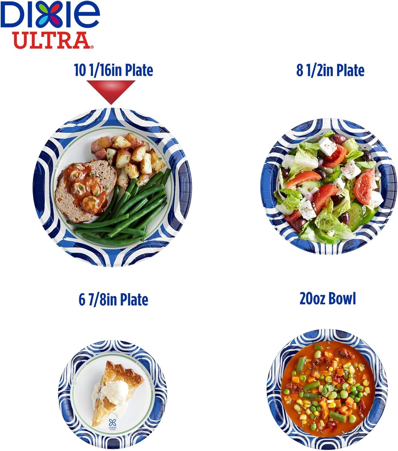 Dixie Ultra, Large Paper Plates, 10 Inch, 44 Count, 3X Stronger*, Heavy Duty, Mi