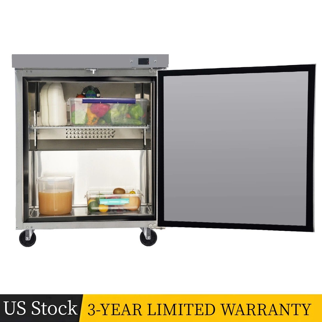 29″ Commercial Undercounter Refrigerators 8 Cu.Ft 1 Door w/Caster for Restaurant