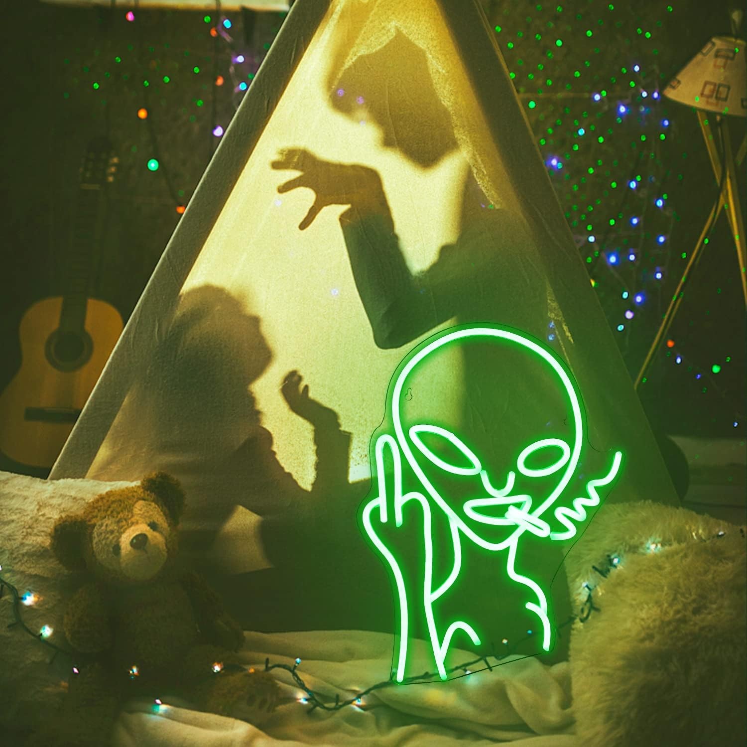 Green Alien LED Neon Sign Wall Decor for Bar Pub Man Cave Game Room Party Decor