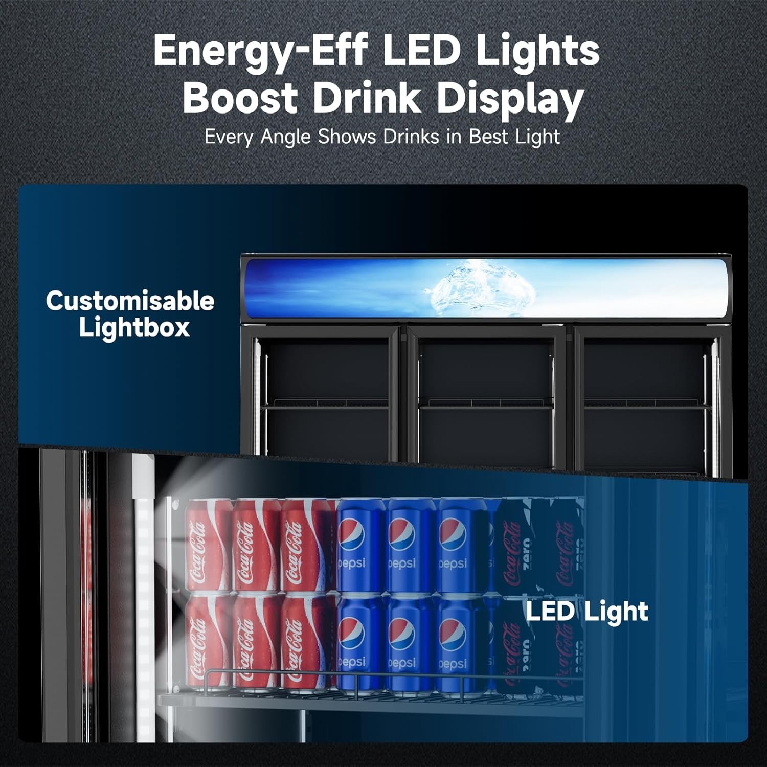 Commercial Display Refrigerator 3 Doors 56 Cu. Ft Merchandiser Beverage Cooler