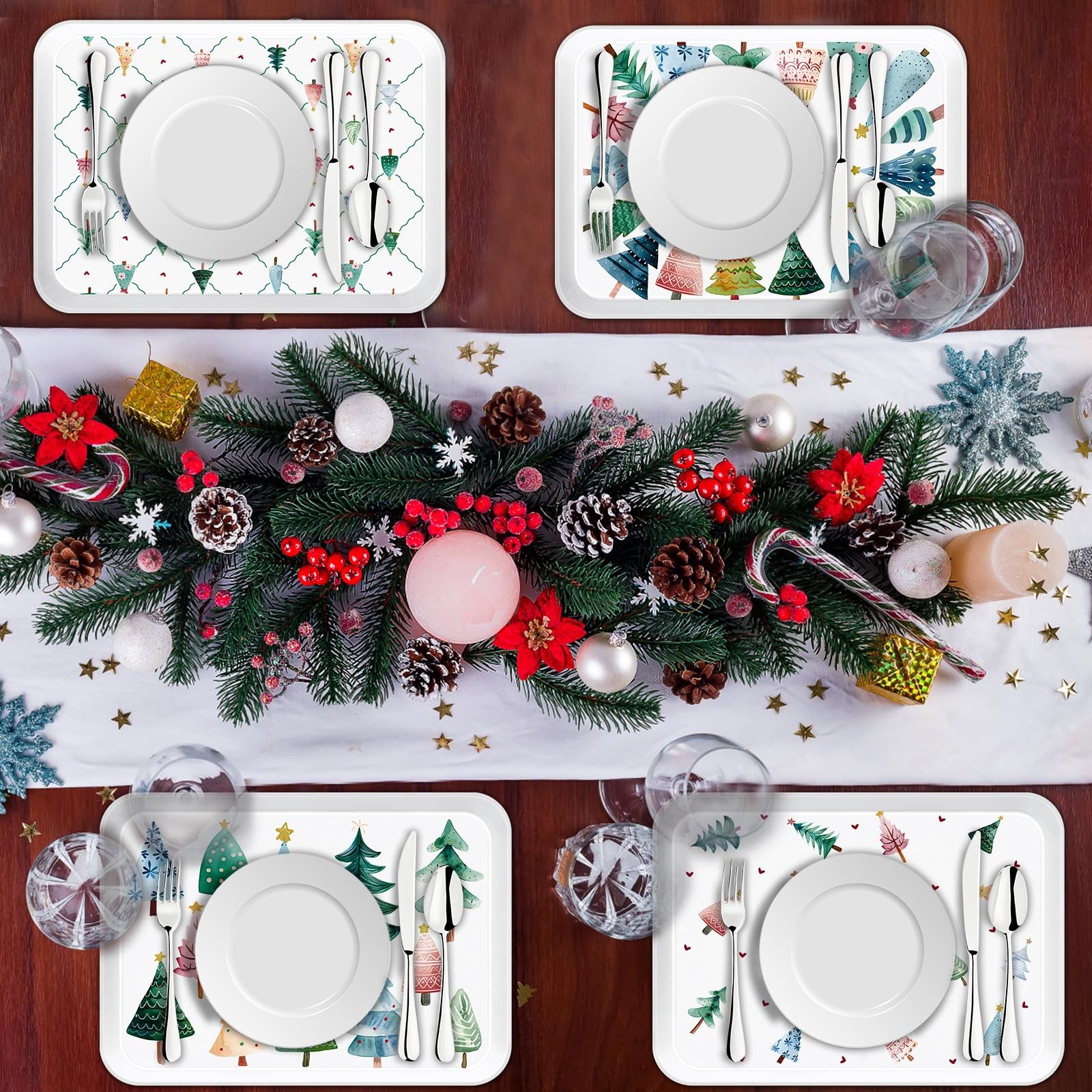 Jrusmr 4-Pack 15 x 11 Inch Christmas Serving 14.8 x 10.5 inches, Style B