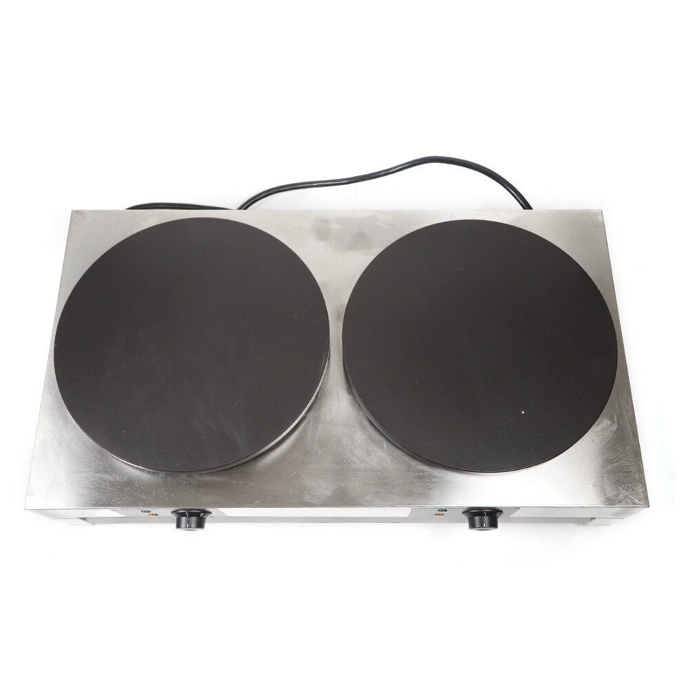 16″ Commercial Electric Crepe Maker Machine Two Burner Hotplates Non-Stick 3400W