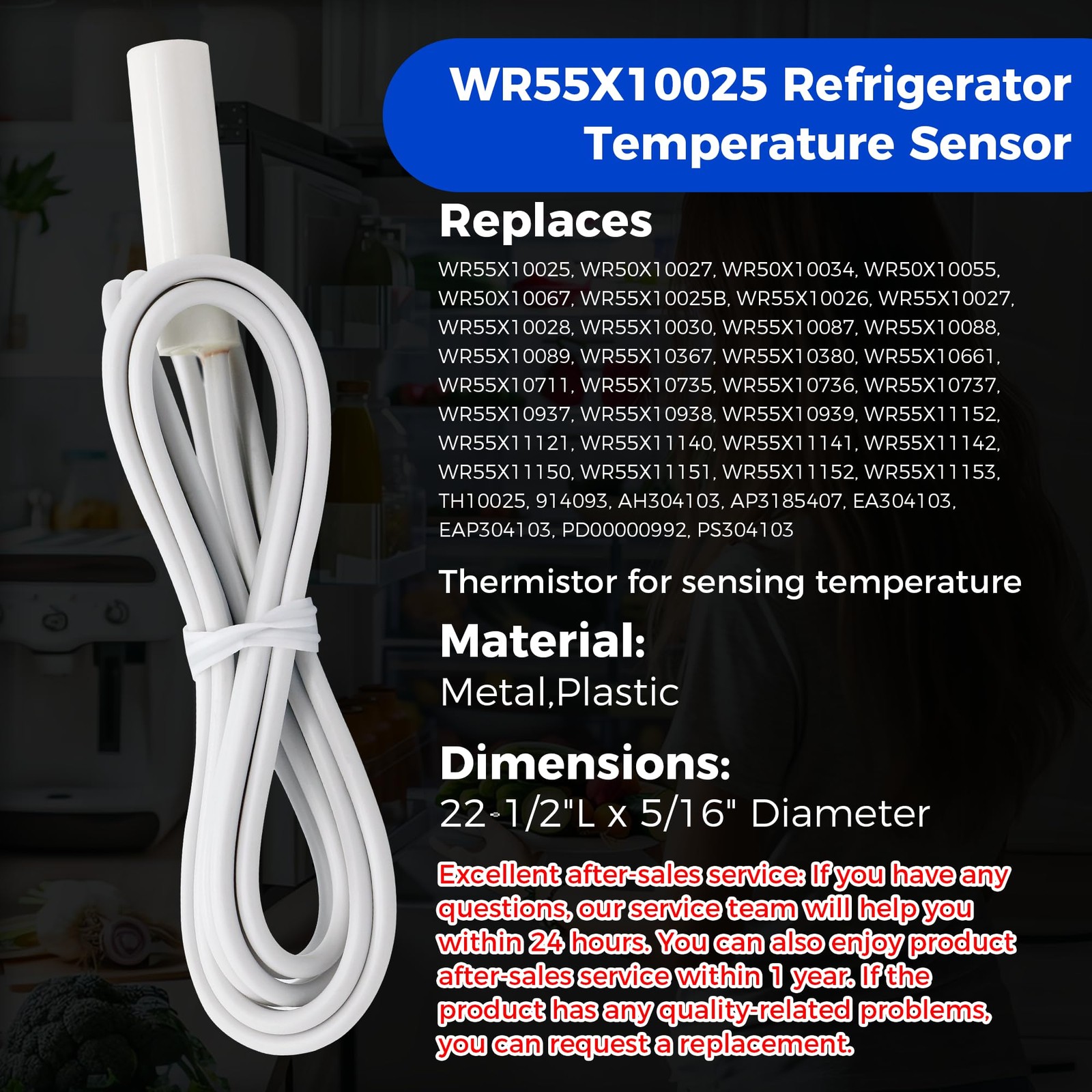 【Upgraded】 WR51X10055 Refrigerator Defrost Heater Kit, Temperature Sensor…