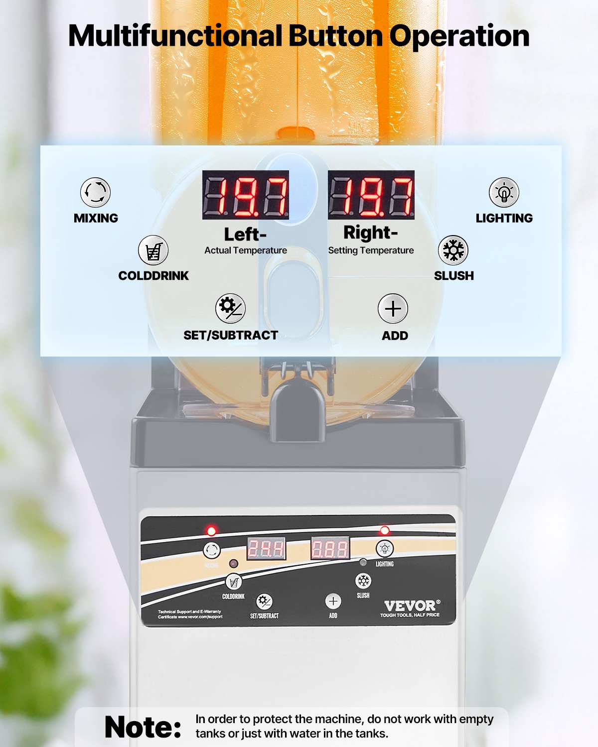 VEVORCommercial Slushy Machine 15L Margarita Smoothie Frozen Drink Slushie Maker