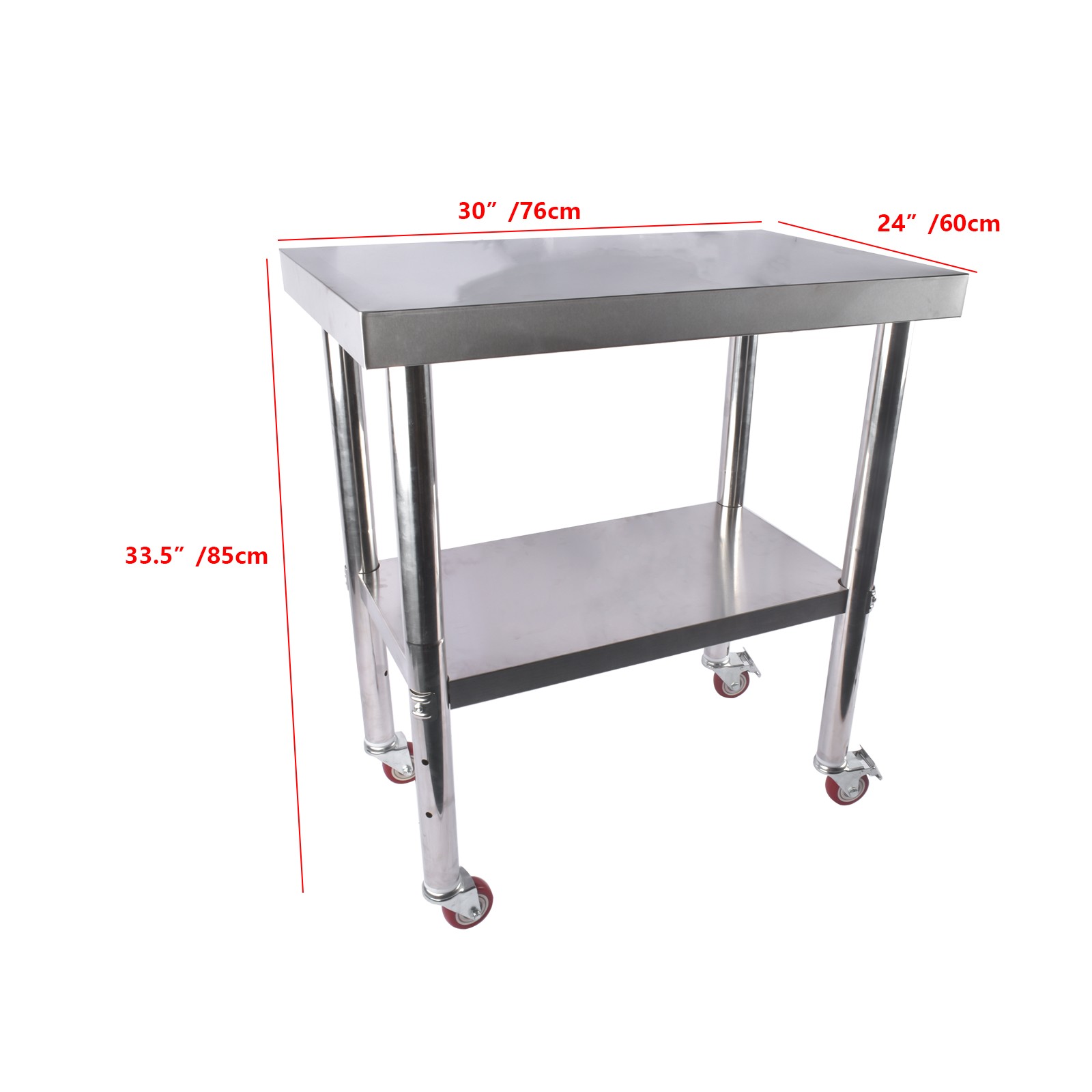 Commercial Stainless Steel Prep Table with Detachable Side-Hook Polished Surface