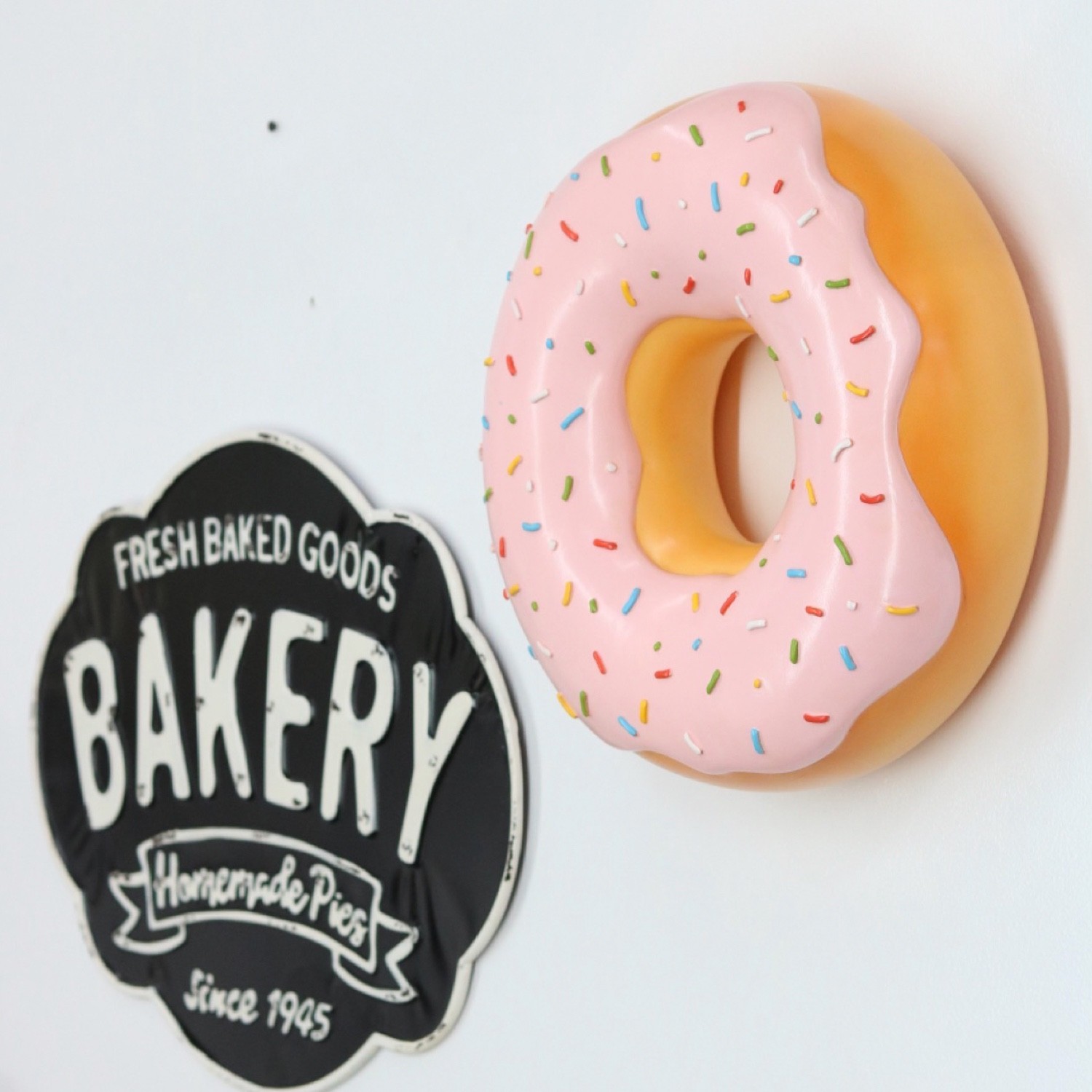 Wall Hanging Strawberry Donut with Sprinkles – Durable Fiberglass & Resin Decor