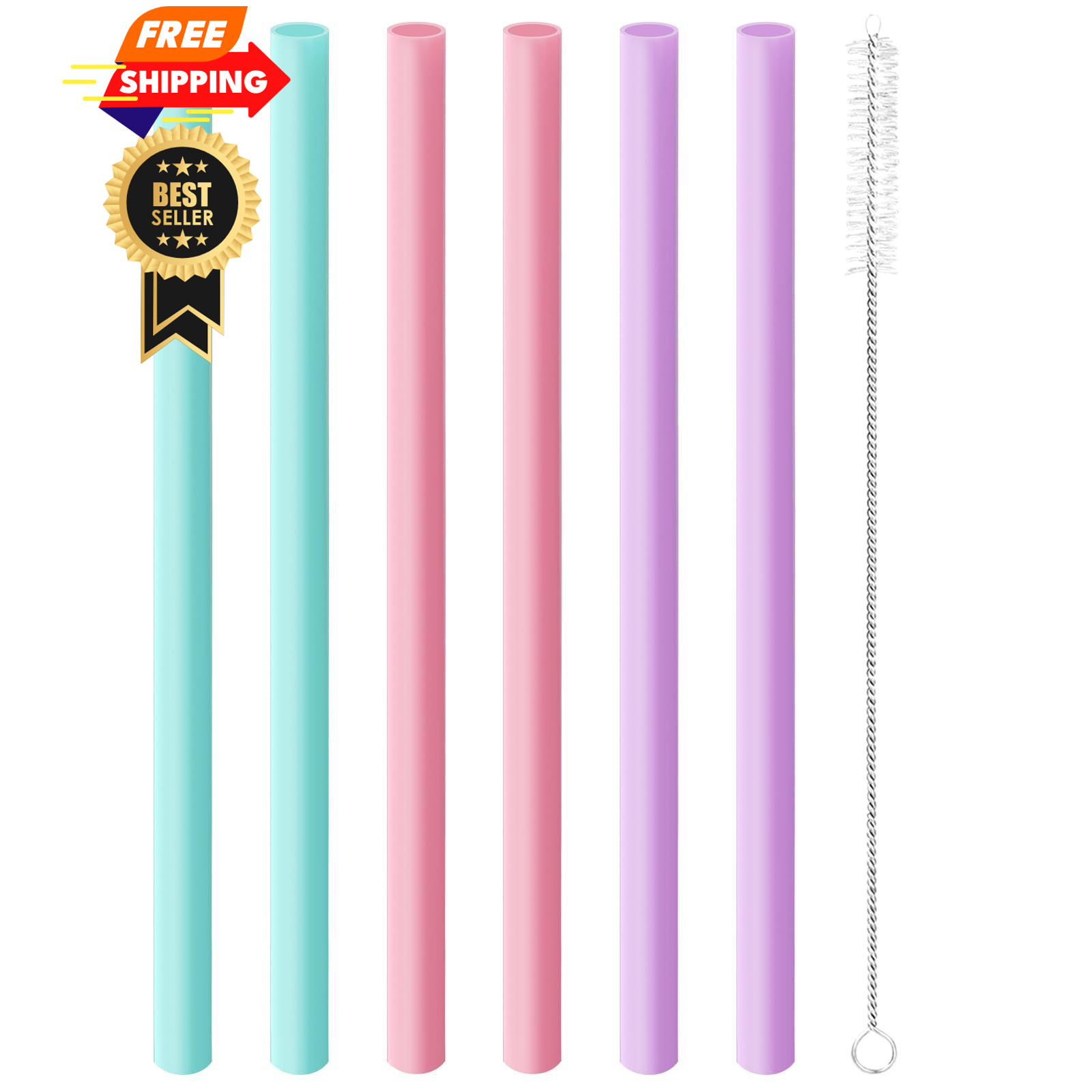 Joshey 6PCS Replacement Straws for Owala FreeSip 24oz 24oz, Green+Pink+Purple