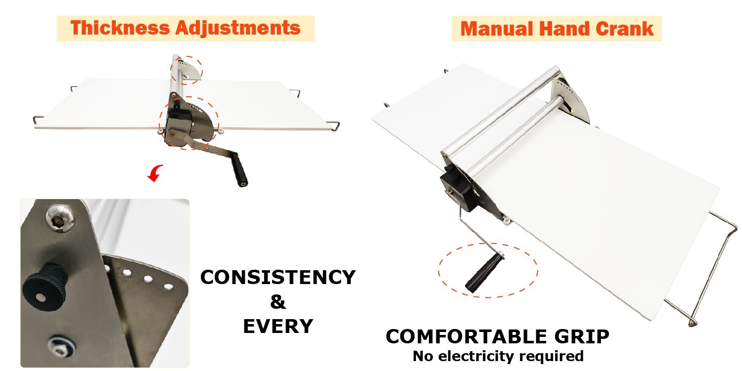 15″ PP Table Top Manual Stainless Steel Pastry Machine Pastry Dough Sheeter