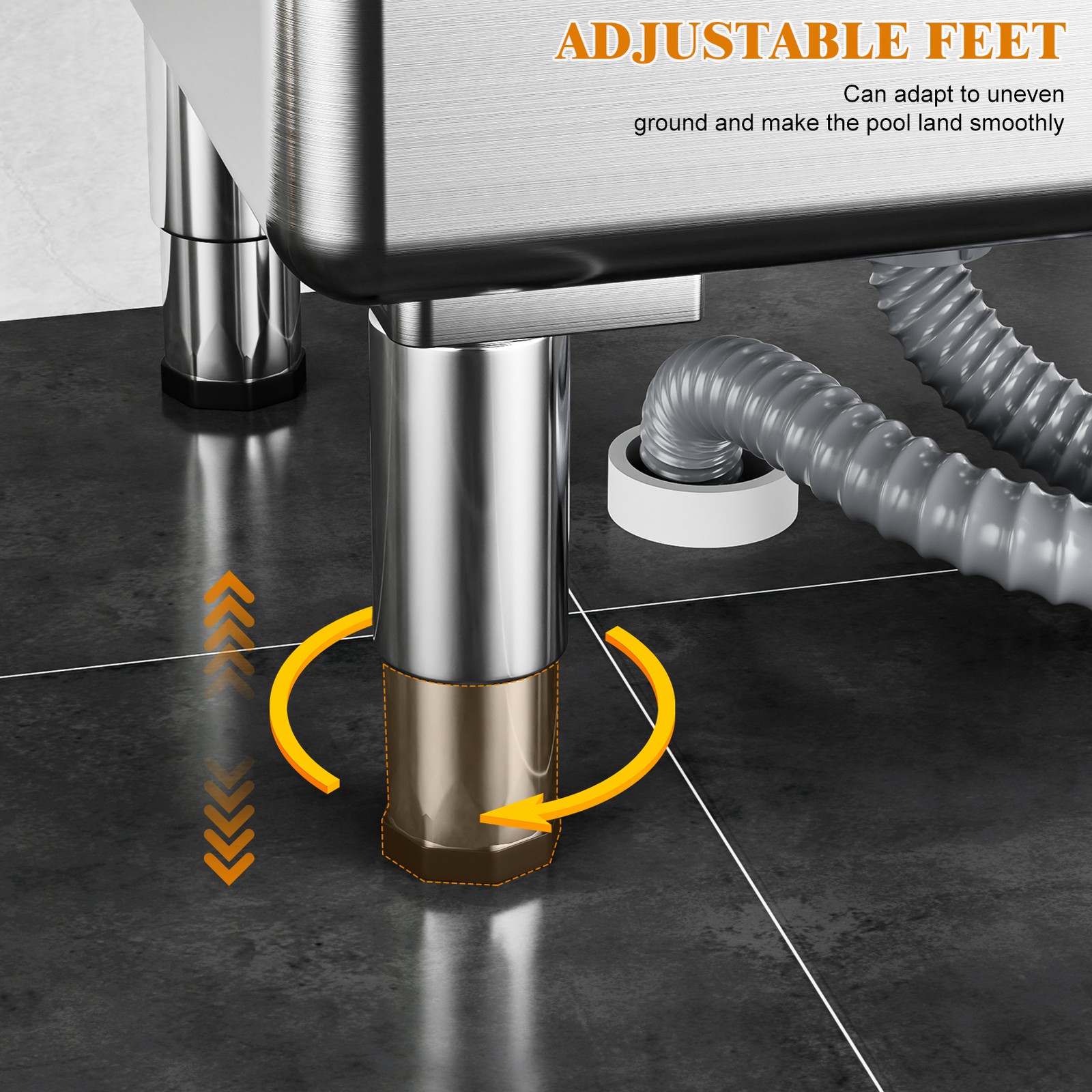 Commercial Stainless Steel Mop Sink Slop Service Basin for Kitchen 45x41x55cm