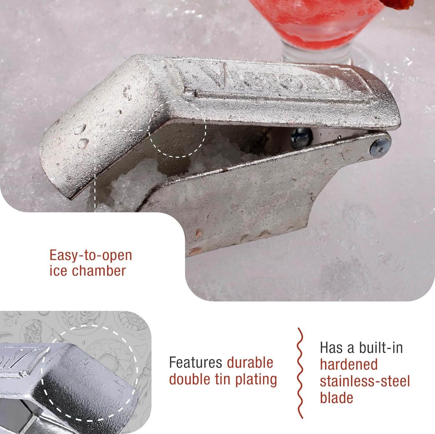 Cast Iron Ice Shaver, Margarita, Mexican, and Italian Ice Maker, Made in Colo…
