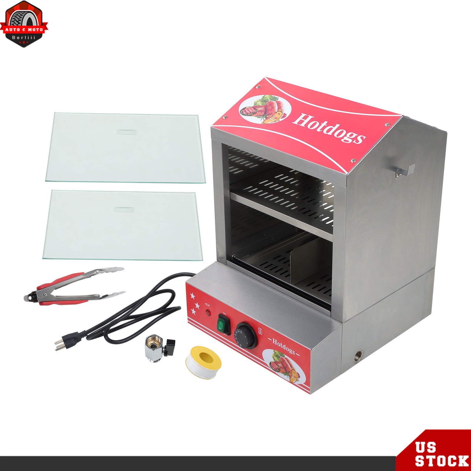 Stainless Hot Dog Steamer 27L Top Load Hut Steamer for 175 Hot Dogs & 40 Buns