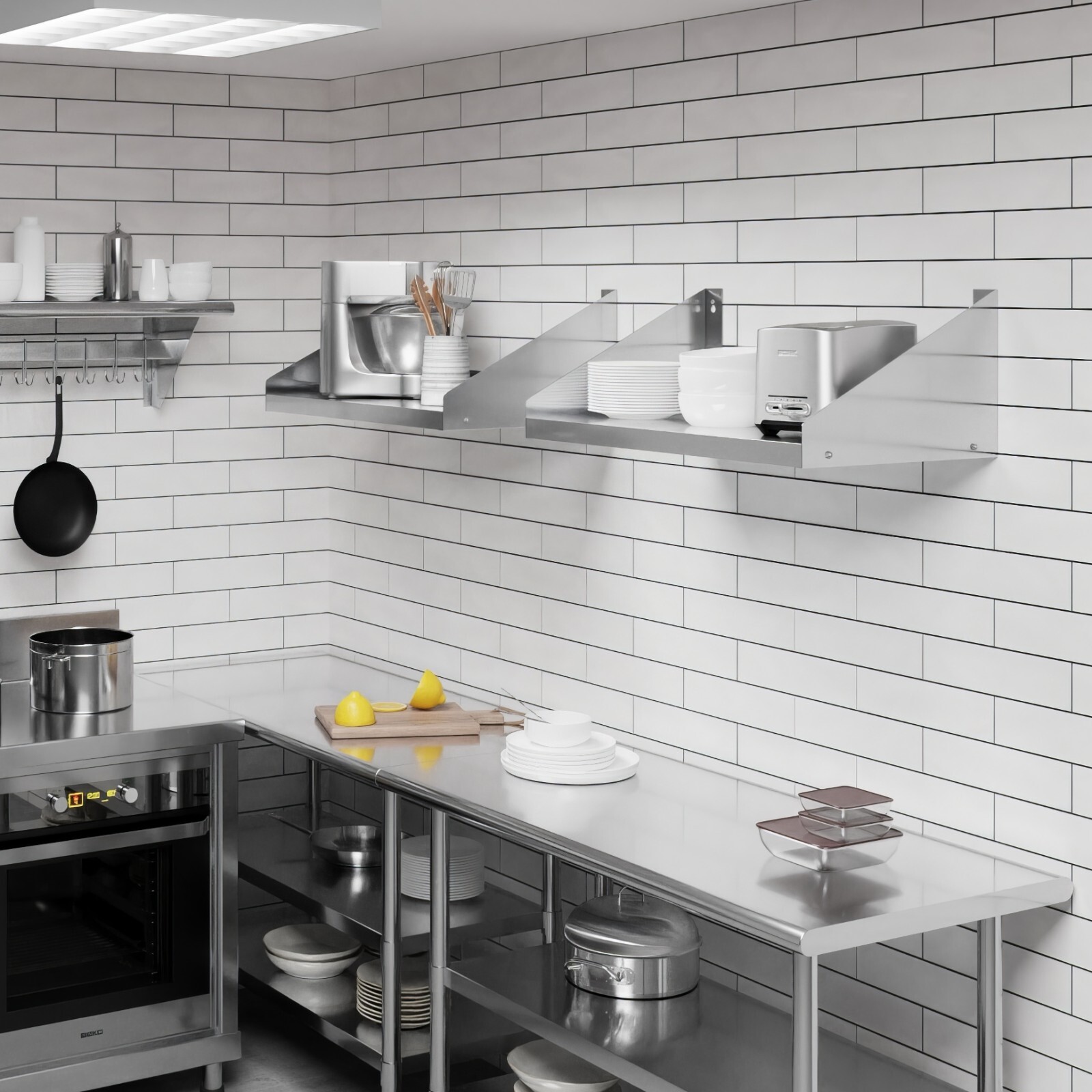 18 in. x 30 in. Stainless Steel Wall Shelf with Side Guards