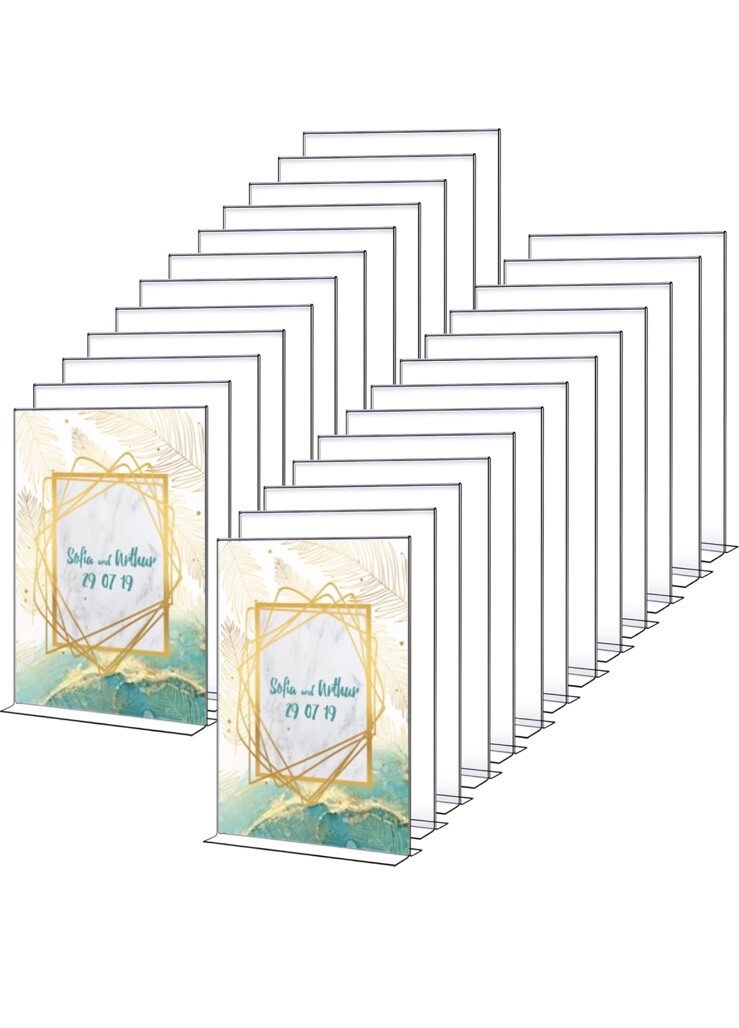 Mini Acrylic Sign Display Holder 4×6″, Slant Back Name Tag Vertical 24pcs