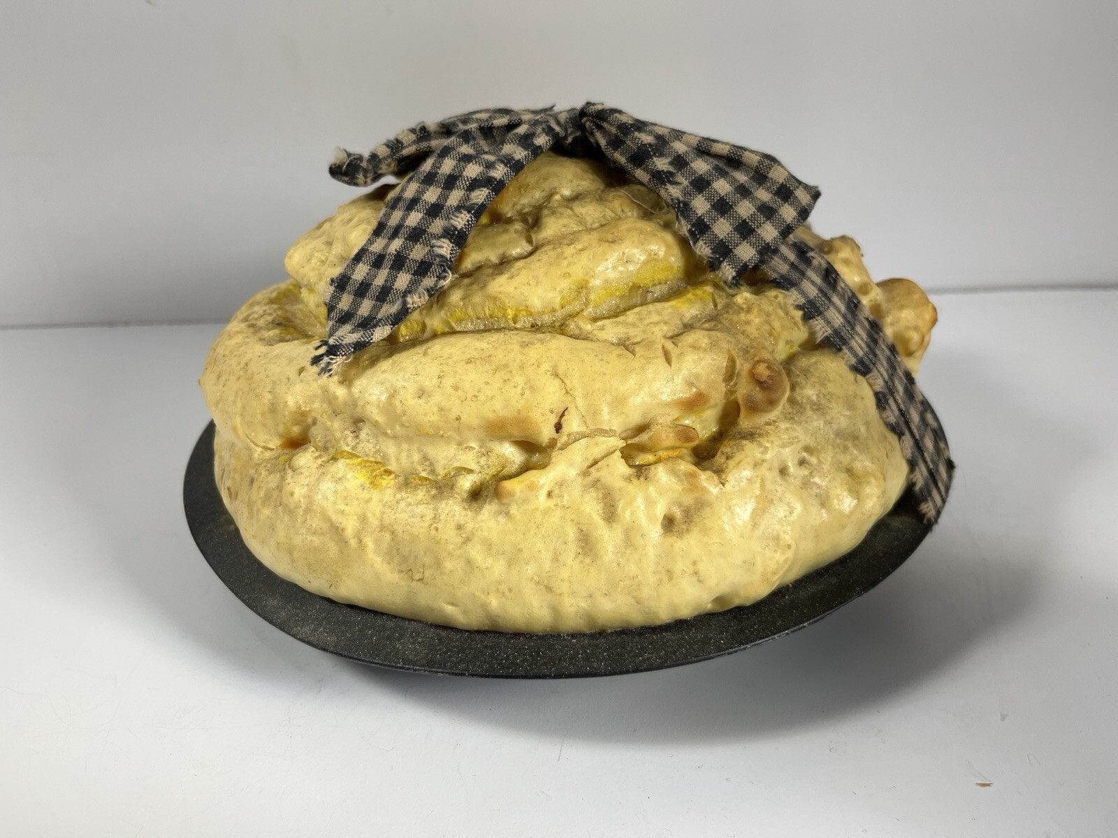 Primitive Farmhouse Handcrafted Faux Bread in Pie Pan
