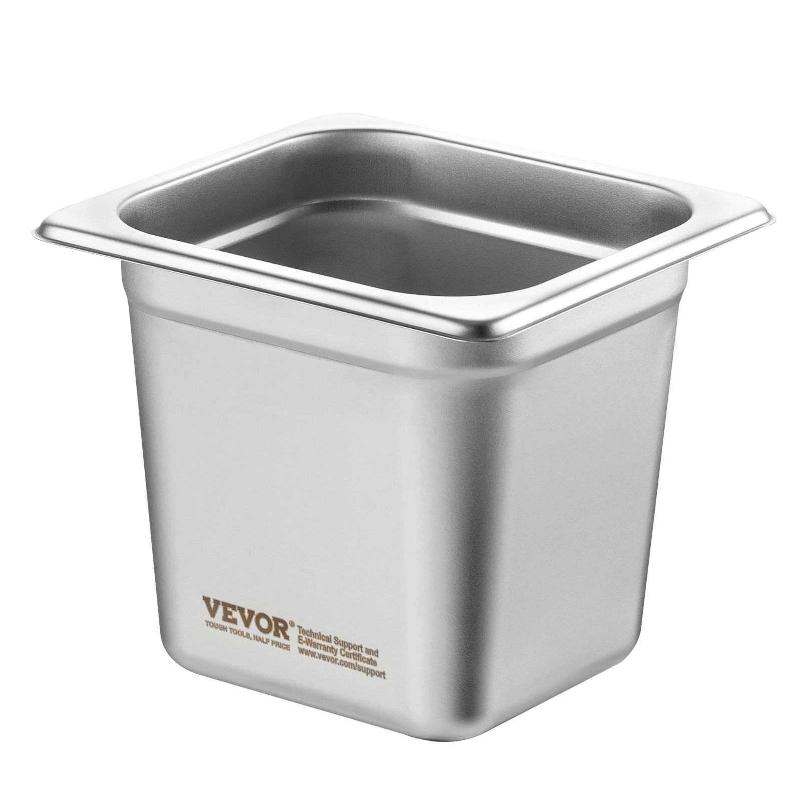 VEVOR 6 Pack 1/6 Size Hotel Pans Steam Table Pan Stainless Steel 6″ Deep