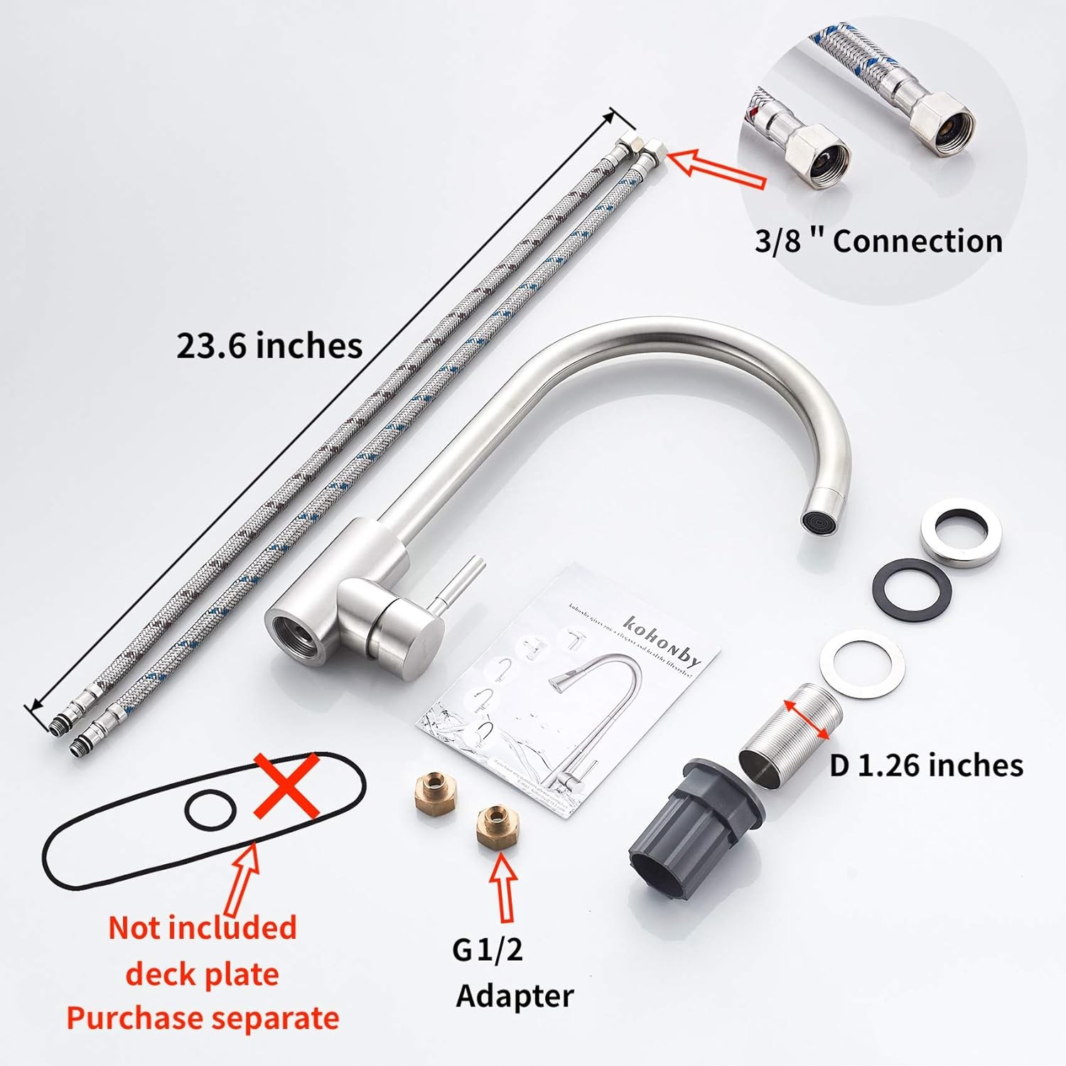 Brushed Nickel High Arc Kitchen Faucet, Single Hole Design