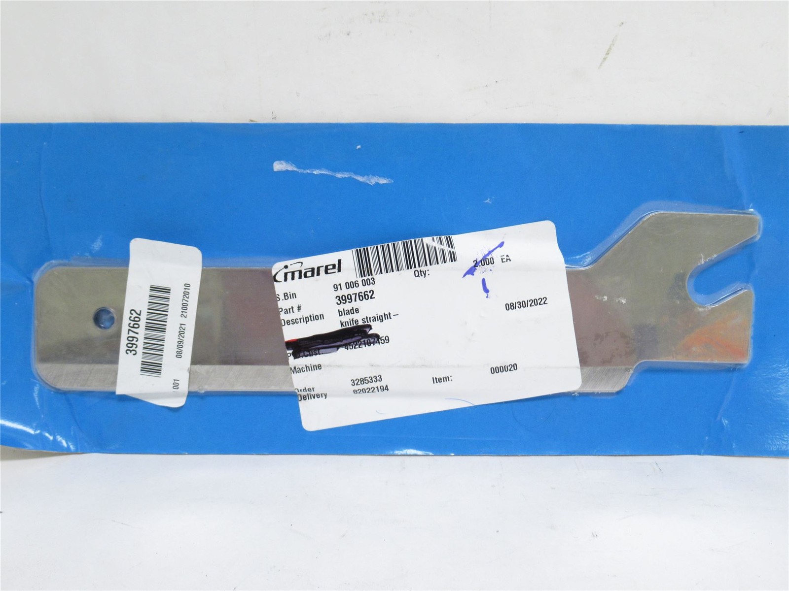 236053 New-No Box; Marel 3997662 Flat Balde KnifeSZ; 14 Auto Deboner