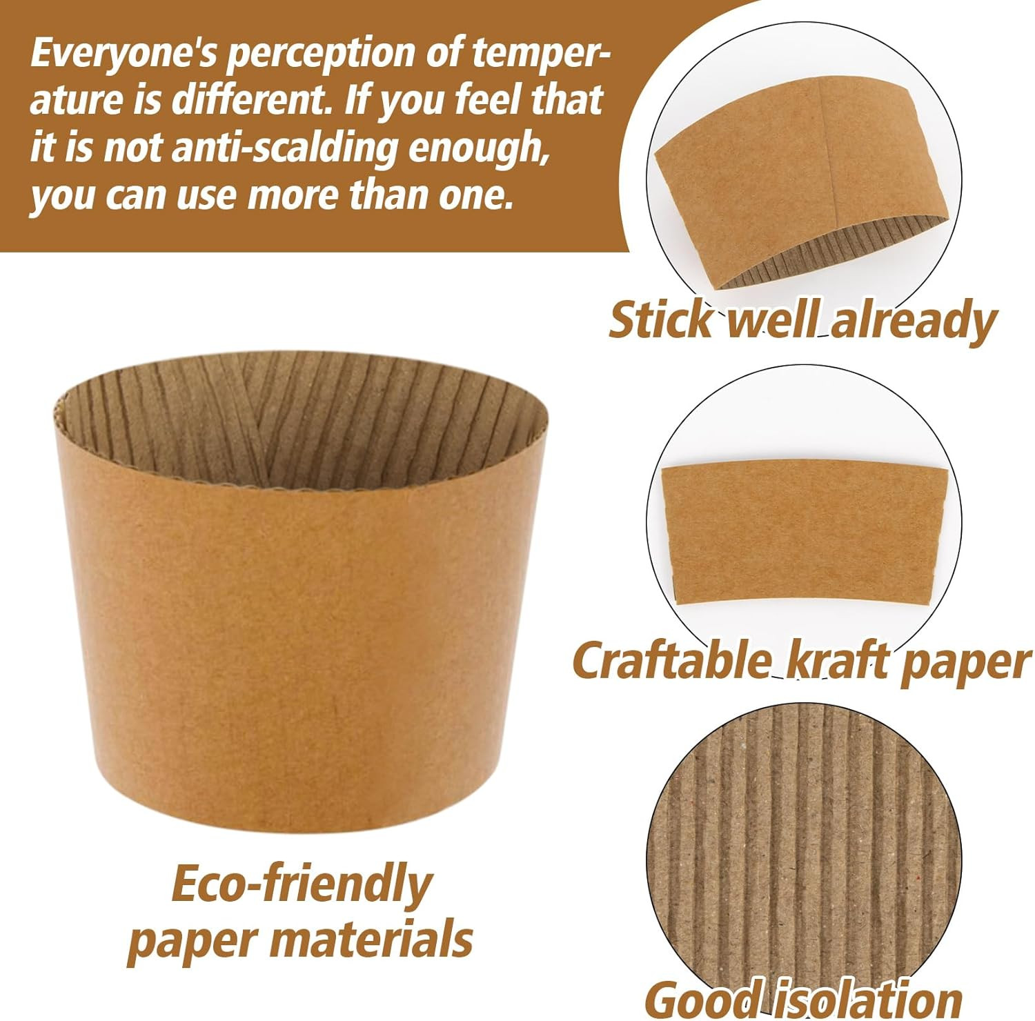 50PCS Coffee Cup Sleeves – Hot Coffee Sleeves Disposable Cold Drinks Iced Insula
