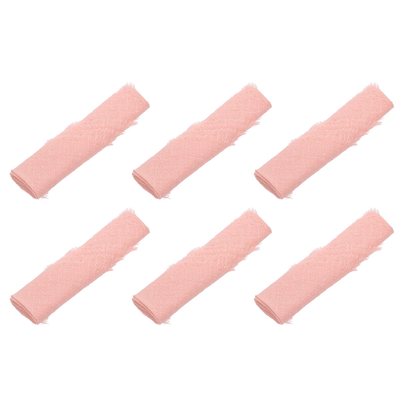 6pcs Cloth Napkins 16.5×16.5 Inches Cotton Linen Napkins with Fringe Pink