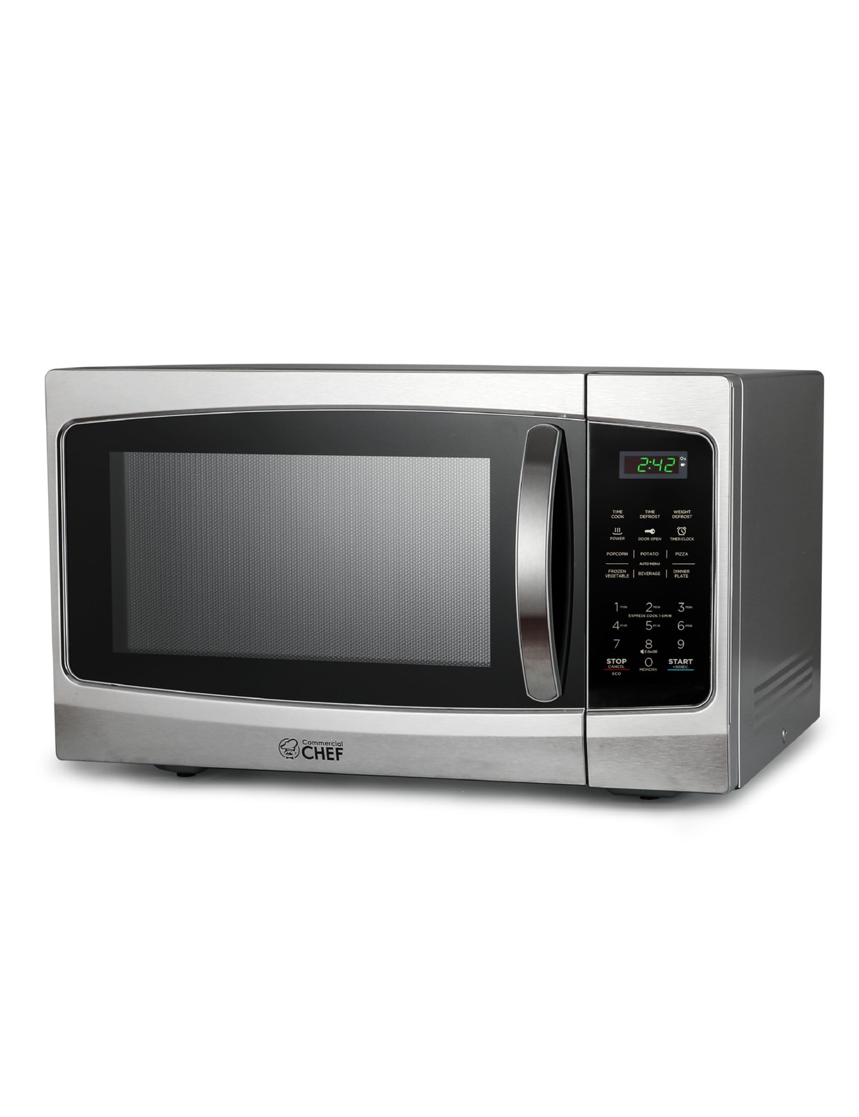 COMMERCIAL CHEF Microwave 1.3 Cu Ft with 10 Cubic Feet, Stainless Steel