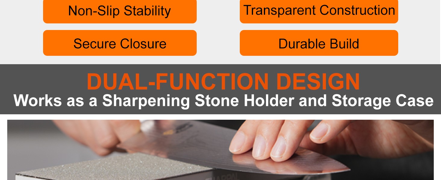 160H 2PCS 2-in-1 Whetstone and Knife Sharpening Stone Holder & Storage Case with
