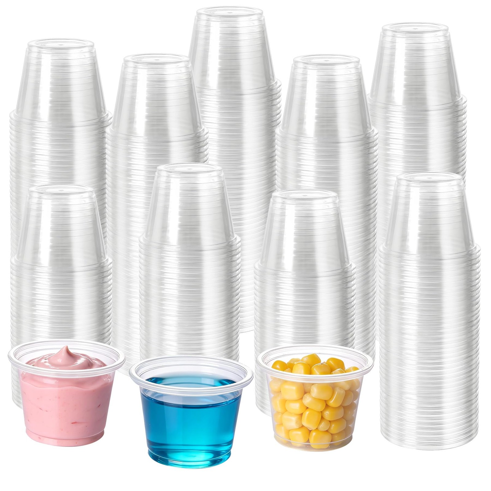 Homip 200Pcs 1Oz Disposable Plastic Portion Cups No Lids Small Mini Sauce Cups