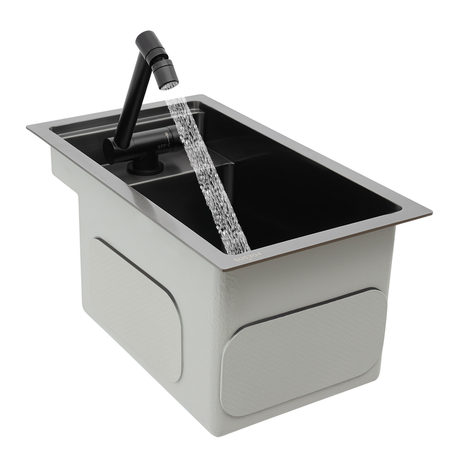 Single Bowl Kitchen Bar Sink Hidden Drop-in Kitchen Sink with Folding Faucet