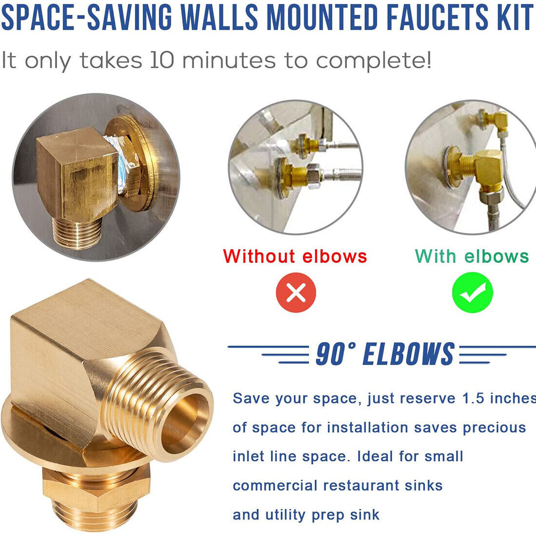 For TS Brass B-0230-K Installation Kit Wall Mount Faucet 1/2″ NPT Short Elbow