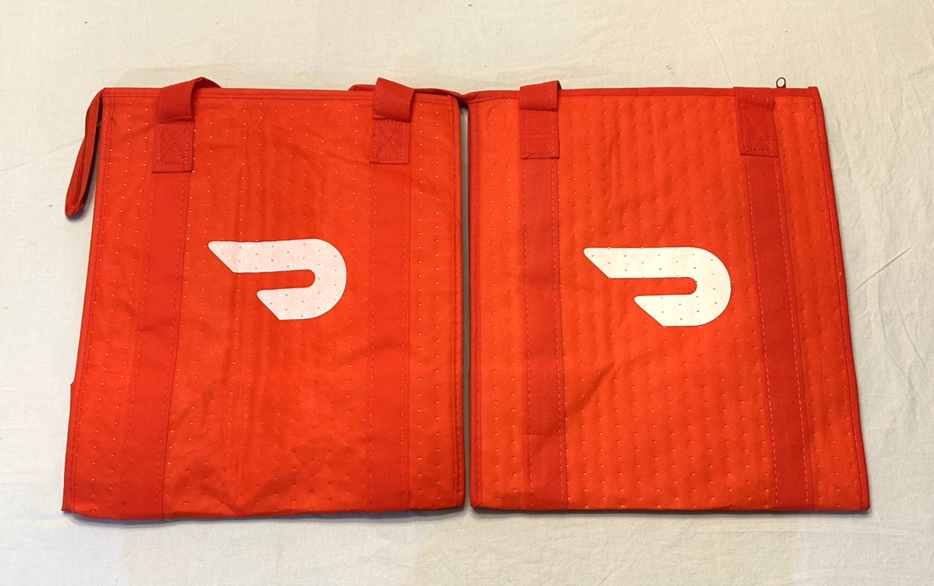 Lot of 10 ~ DOORDASH ~ 13x15x9 ~ Zippered Insulated Delivery Bag / Tote ~