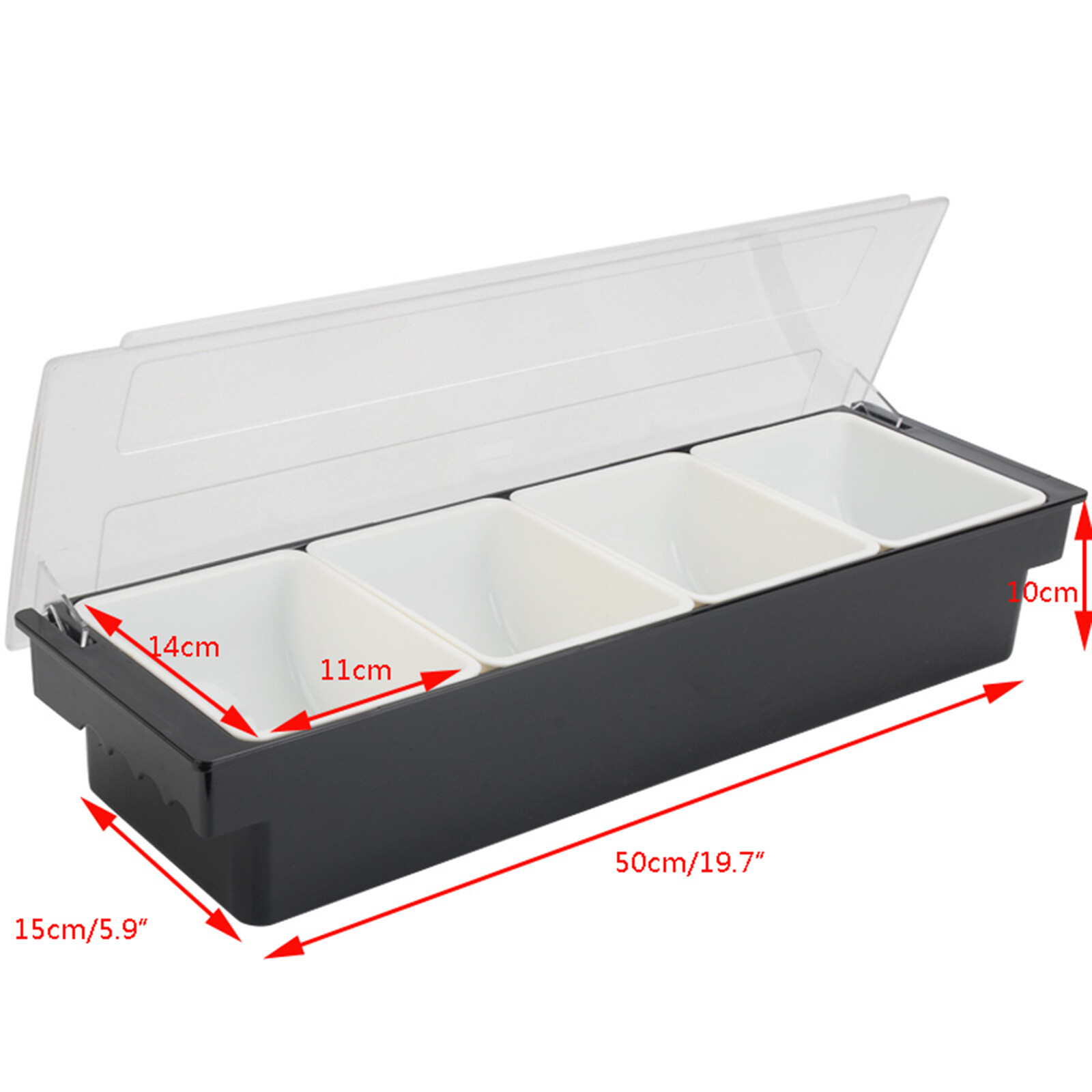 3/4/5 Compartments Condiment Dispenser Chilled Server Caddy Food Tray Salad Bar