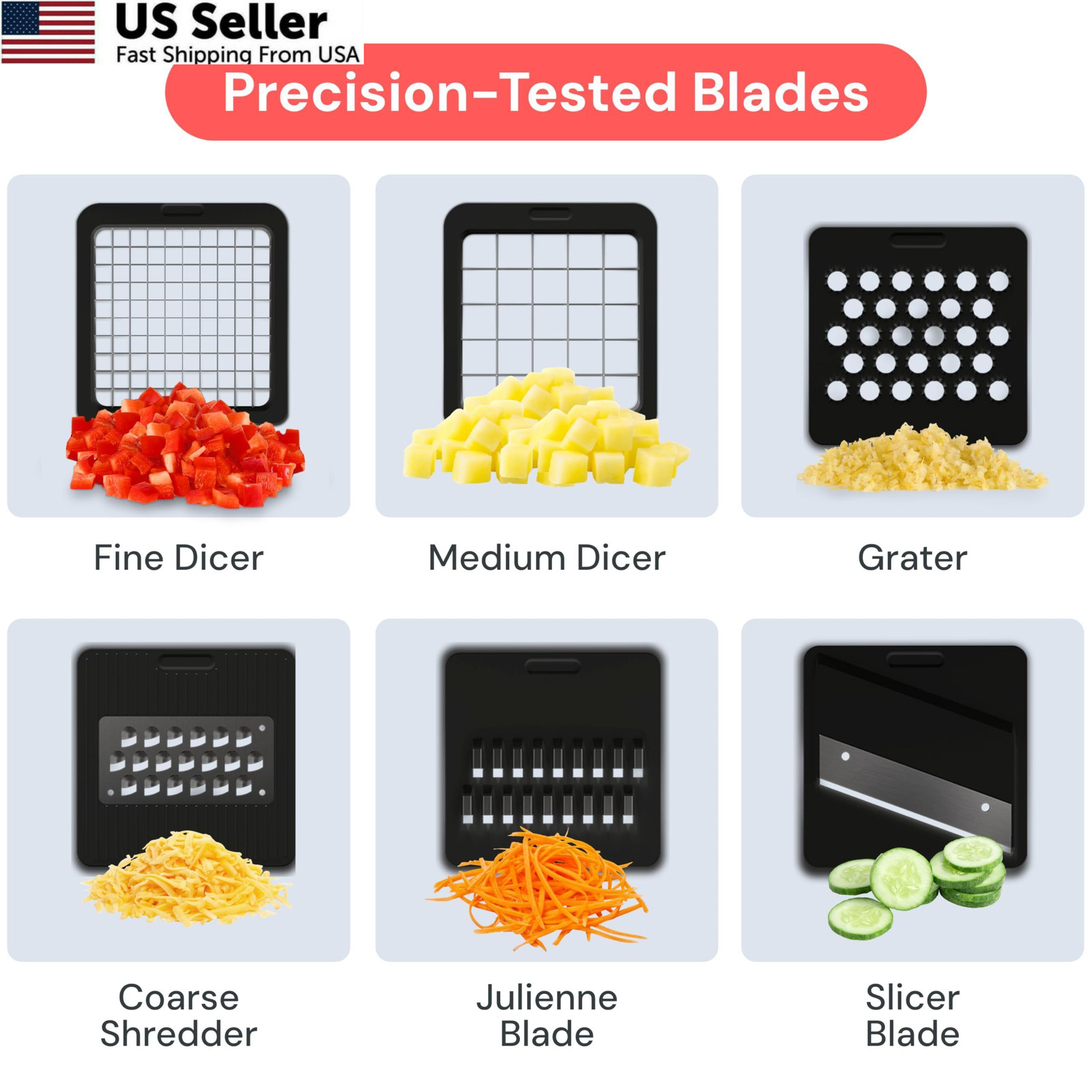 Fullstar Core Vegetable Chopper – Chop and Slice Lid – 6-in-1, White/Black