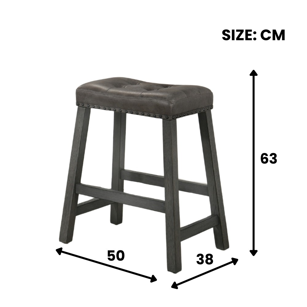 25in Backless Wooden Farmhouse Barstools W Faux Leather Seat