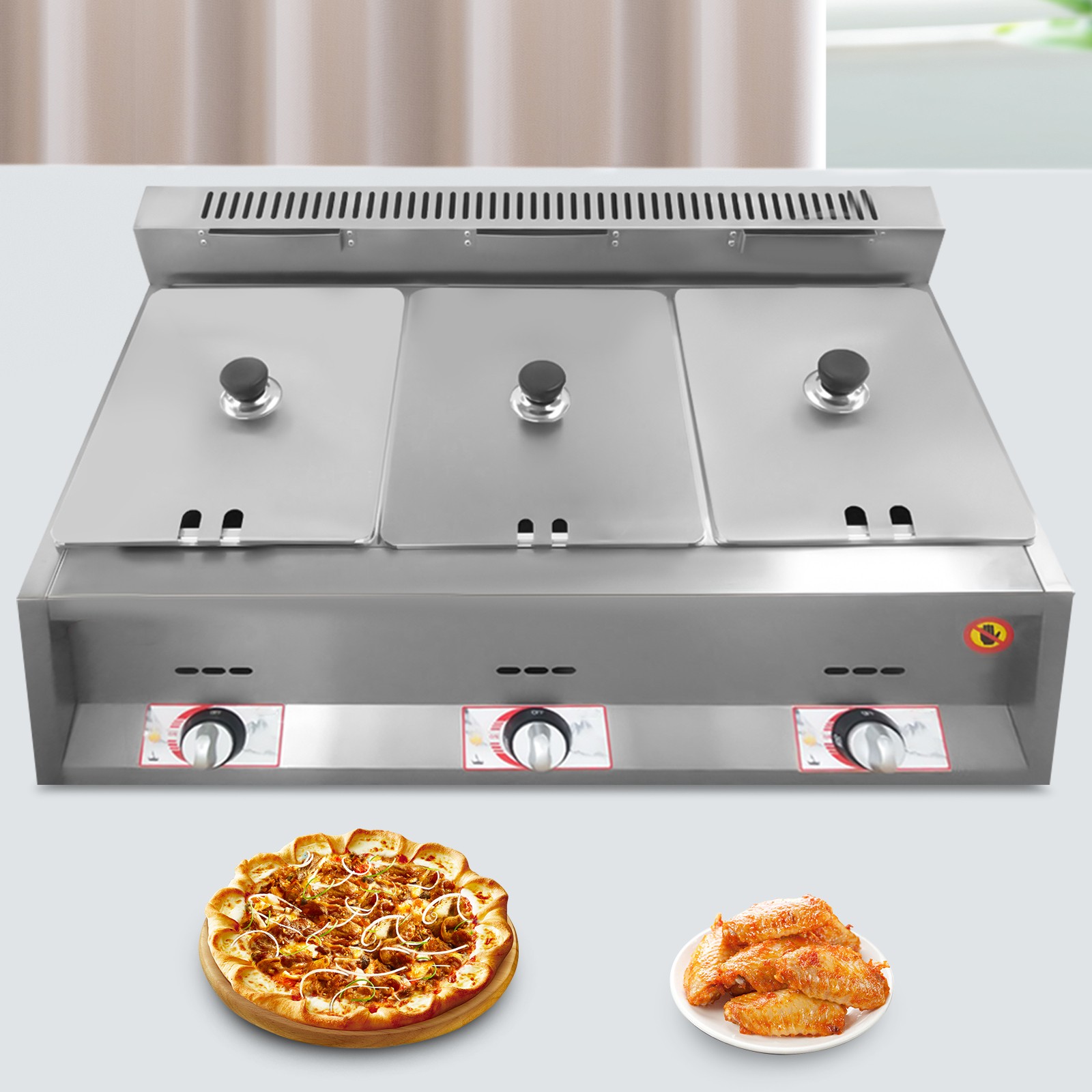 3-Pan Propane Gas Food Warmer Restaurant Tabletop Desktop Countertop Steam Table