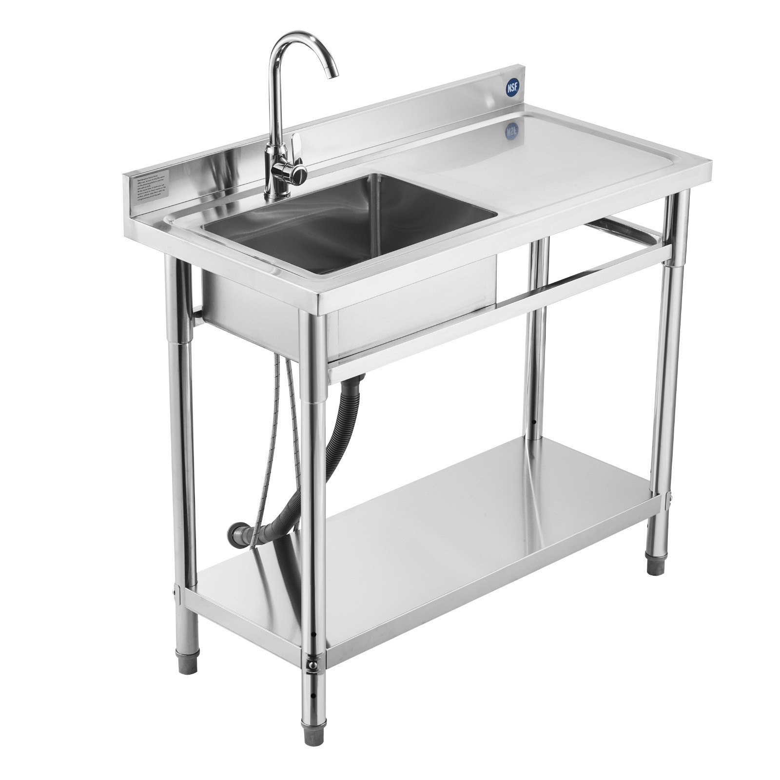 Uimoso Stainless Steel Utility Sink with Faucet, Single Bowl, 39.4×19.7×37 in