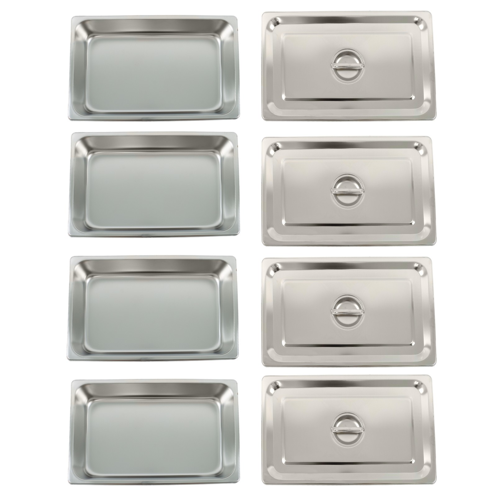 4″ Deep Full Size Steam Table Pans w/ Lids 4 Pack Set Hotel Food Buffet