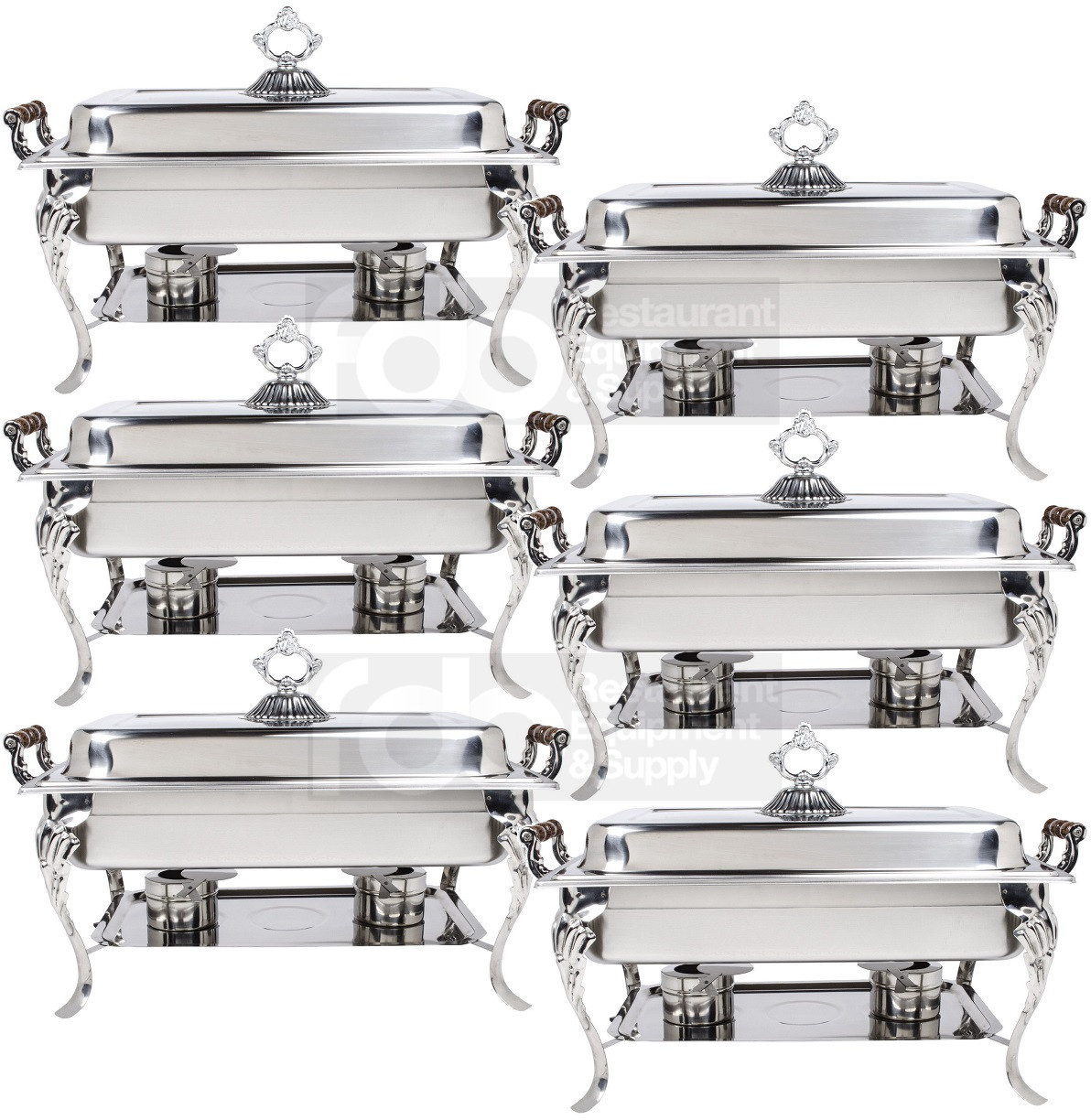 6 PACK Catering Classic STAINLESS STEEL Chafer Chafing Dish Set 8 QT Buffet Full