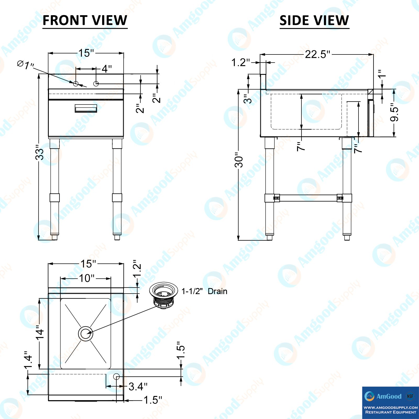 22 in. x 15 in. Underbar Hand Sink with Soap and Towel Dispenser