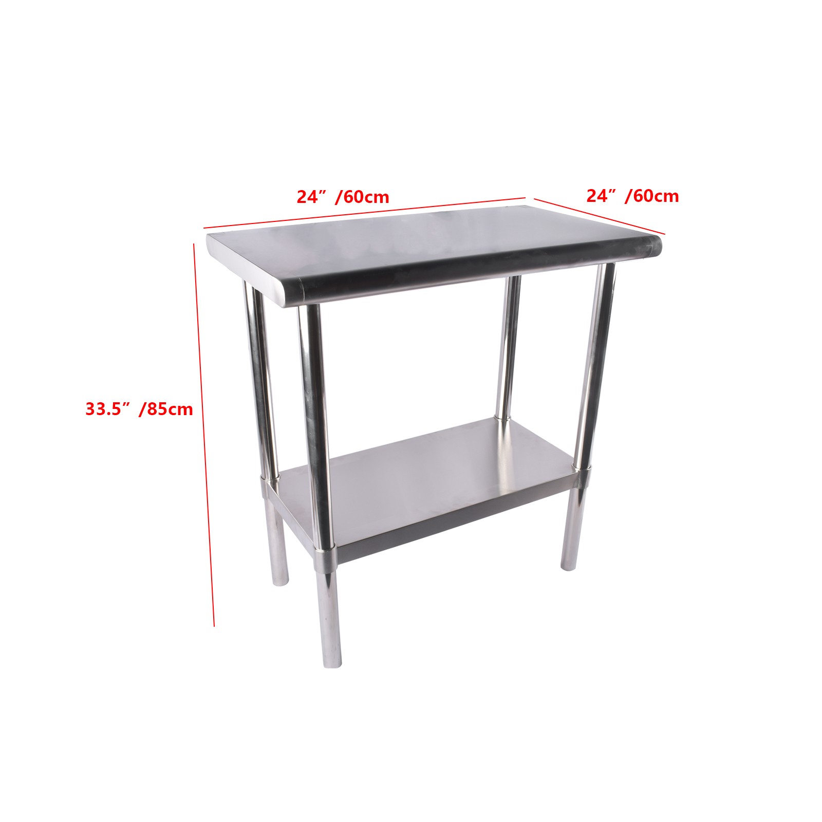Commercial Stainless Steel Prep Table with Detachable Side-Hook Polished Surface