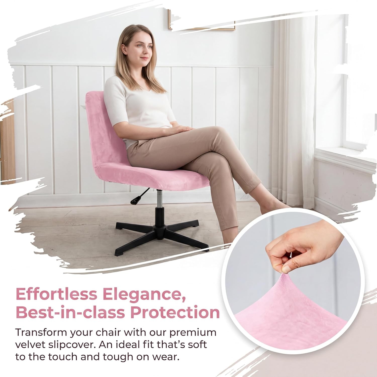Criss Cross Chair Cover Vanity Chair Cover Waterproof and Elastic Armless Chair