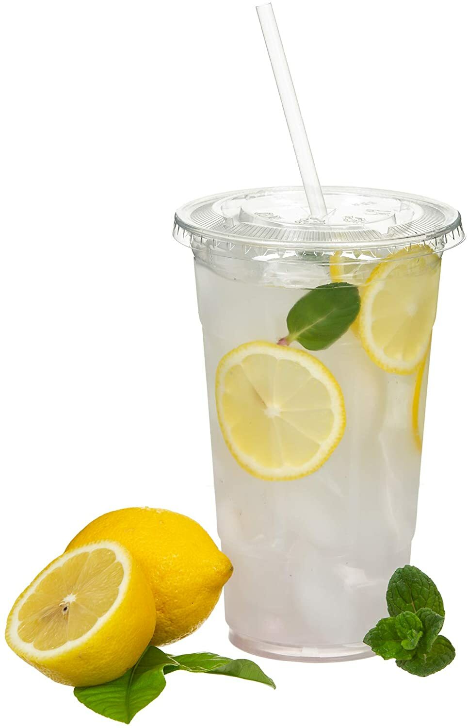 Clear Plastic PET Cups with Flat Lids with Straw for All Kinds of Beverages