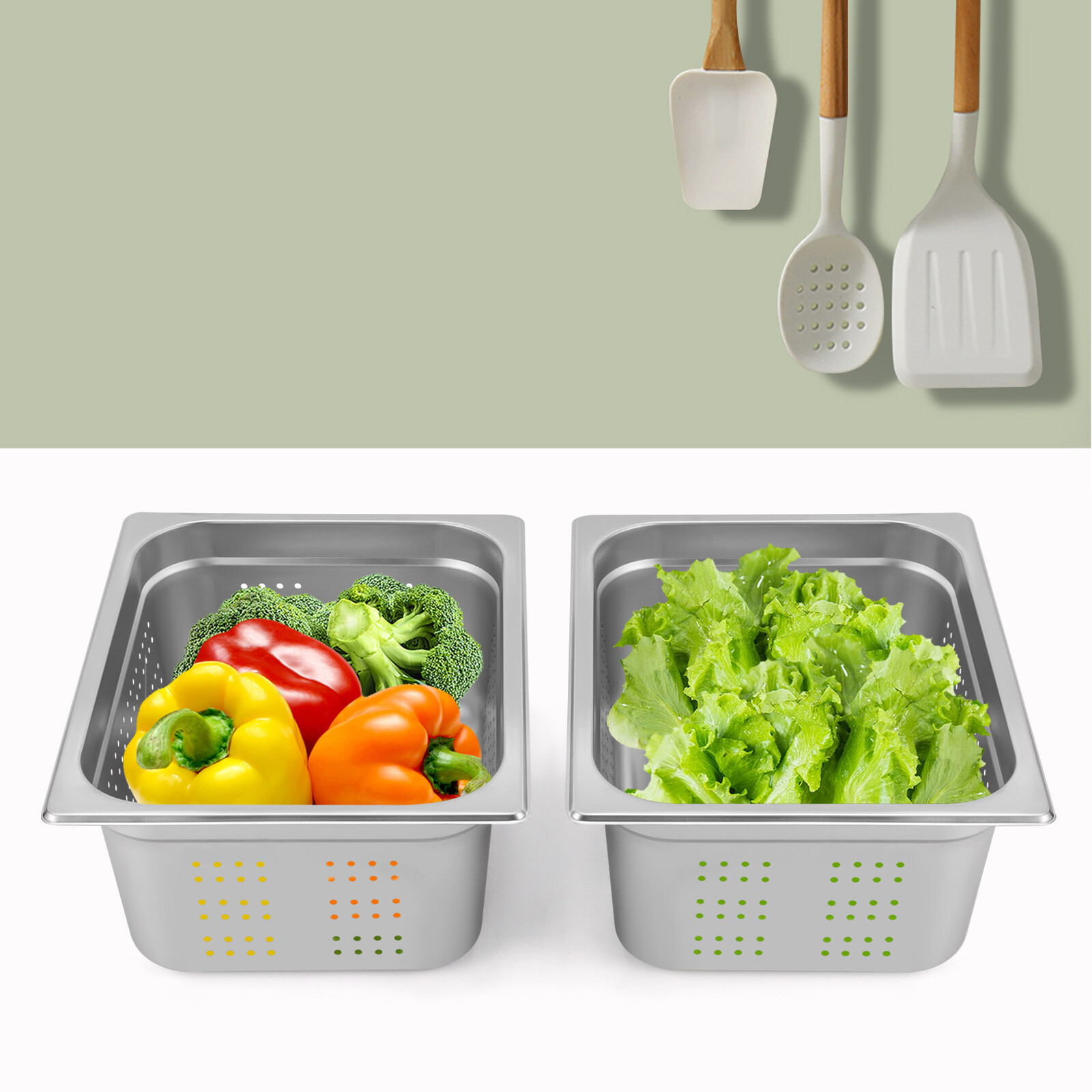 NEW!1/2-Size Perforated Stainless Steel Steam Table Food Pan 6″ Deep Hotel Pan