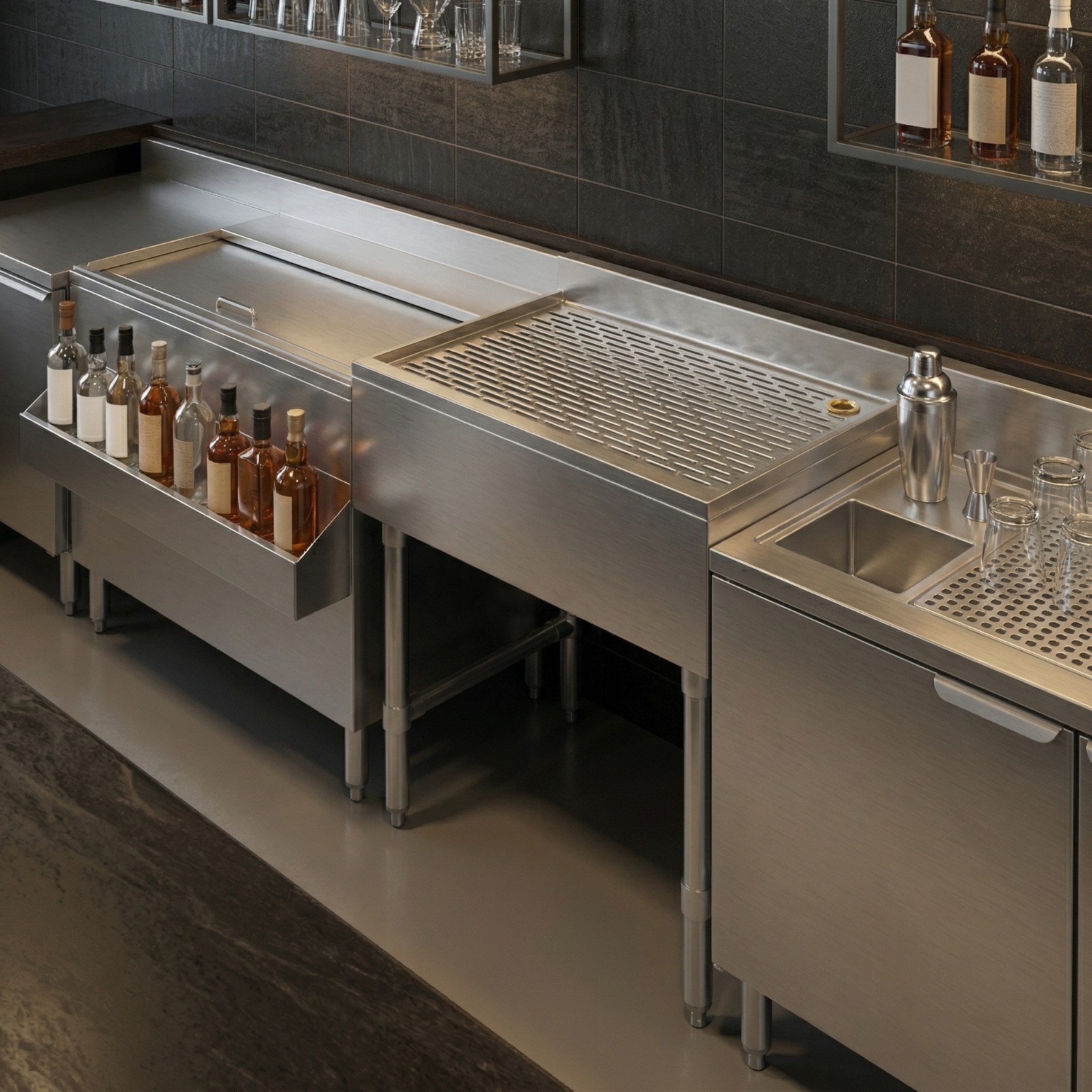 AmGood 24 in. x 18 in. Stainless Steel Underbar Drainboard