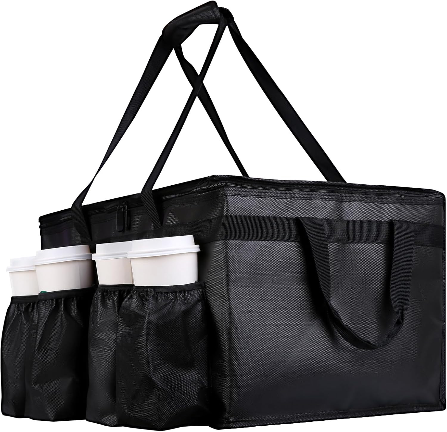 Catering Bag for Doordash 22X14X13 Insulated Food Delivery Bag with Cup Holders/