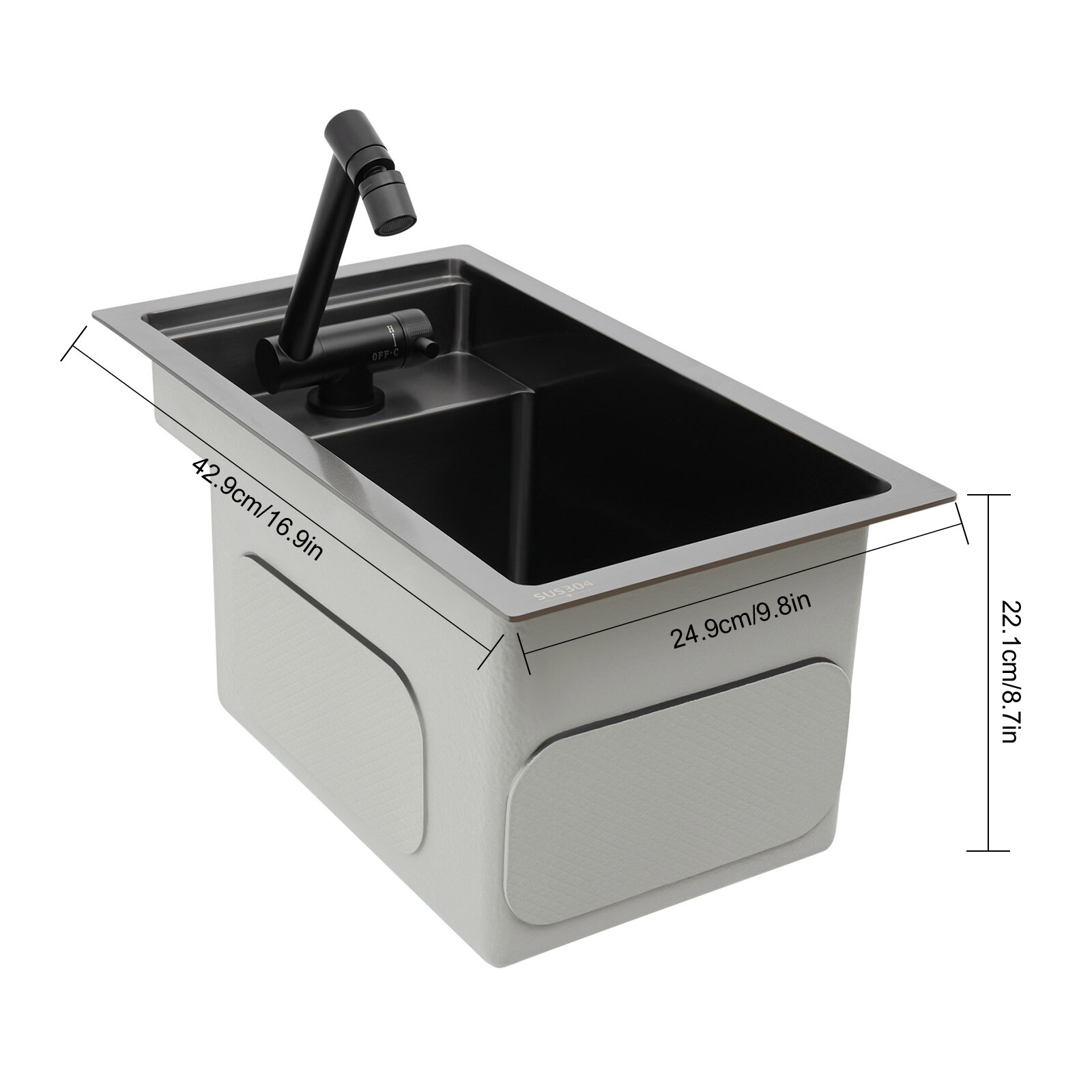 Single Bowl Kitchen Bar Sink Hidden Drop-in Kitchen Sink with Folding Faucet