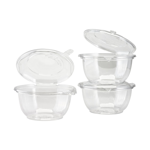 Karat 32 oz PET Tamper Resistant Hinged Salad Bowl with Dome Lid – 240 sets