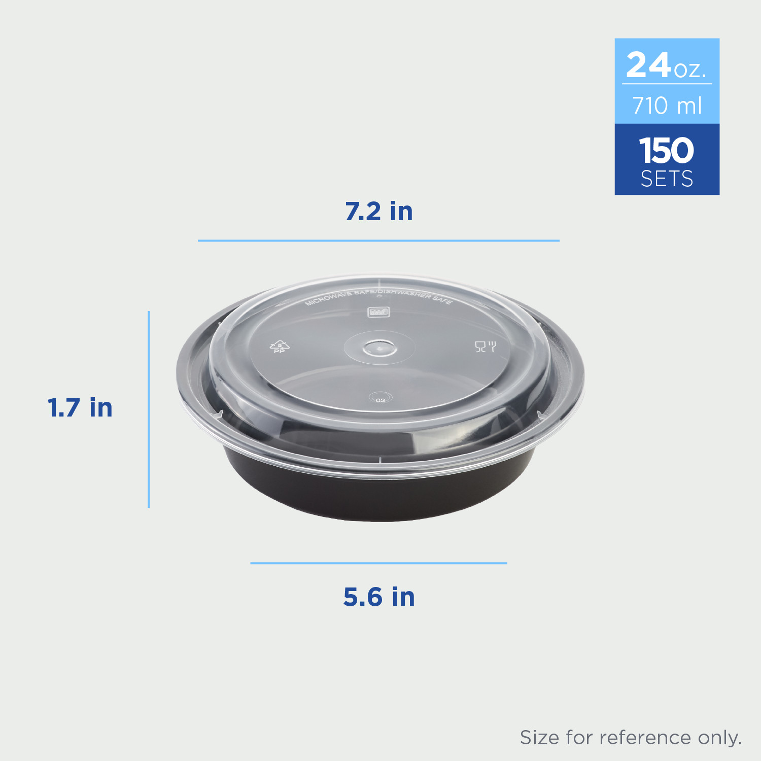 Karat 24oz PP Plastic Microwavable Round Food Containers & Lids – Black – 150 ct